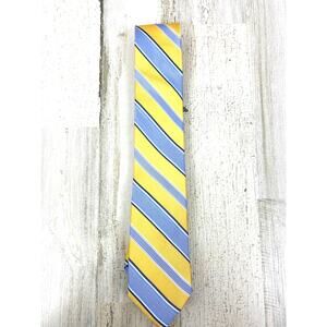 Chaps Mens Yellow Blue Stripe Silk Necktie Business Dress Suite Tie